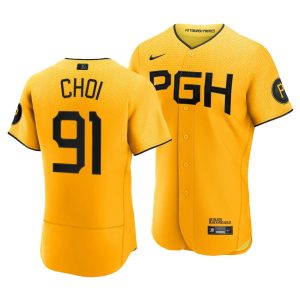 Ji-Man Choi Pittsburgh Pirates 2023 City Connect Gold Authentic Jersey