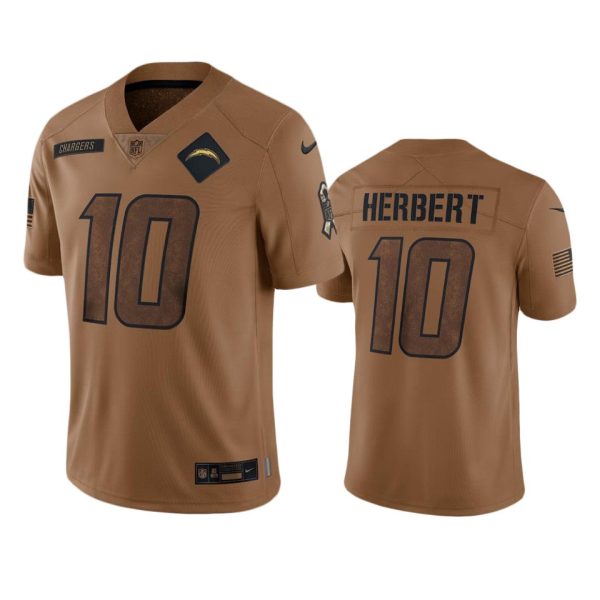 Justin Herbert Los Angeles Chargers Brown 2023 Salute To Service Limited Jersey