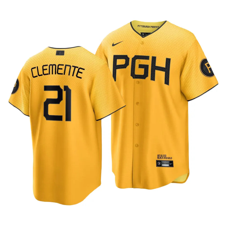 Roberto Clemente Pirates 2023 City Connect Gold Replica Jersey