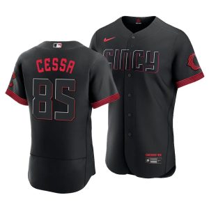 Luis Cessa Cincinnati Reds 2023 City Connect Black Authentic Jersey