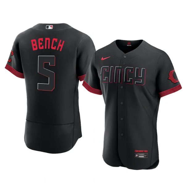 Johnny Bench Cincinnati Reds Black 2023 City Connect Authentic Jersey - Men's
