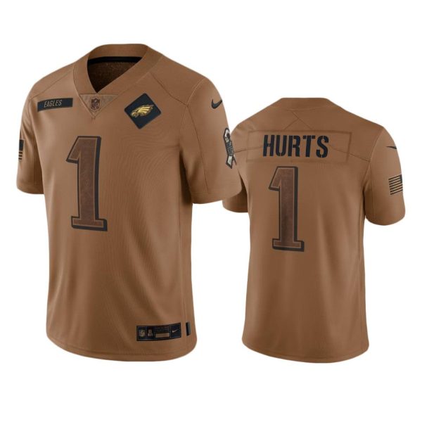 Jalen Hurts Philadelphia Eagles Brown 2023 Salute To Service Limited Jersey