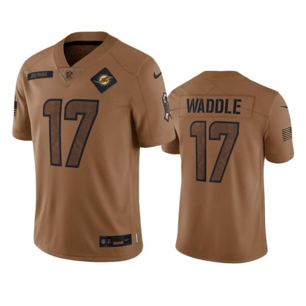 Jaylen Waddle Miami Dolphins Brown 2023 Salute To Service Limited Jersey