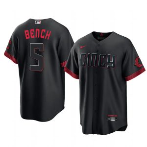 Johnny Bench Cincinnati Reds Black 2023 City Connect Replica Jersey - Men's
